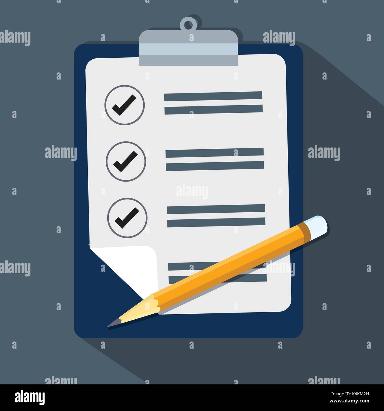 Liste überprüfen, Zwischenablage und Bleistift, Konzept für Business, flache Design Style-Vector Illustration Stock Vektor