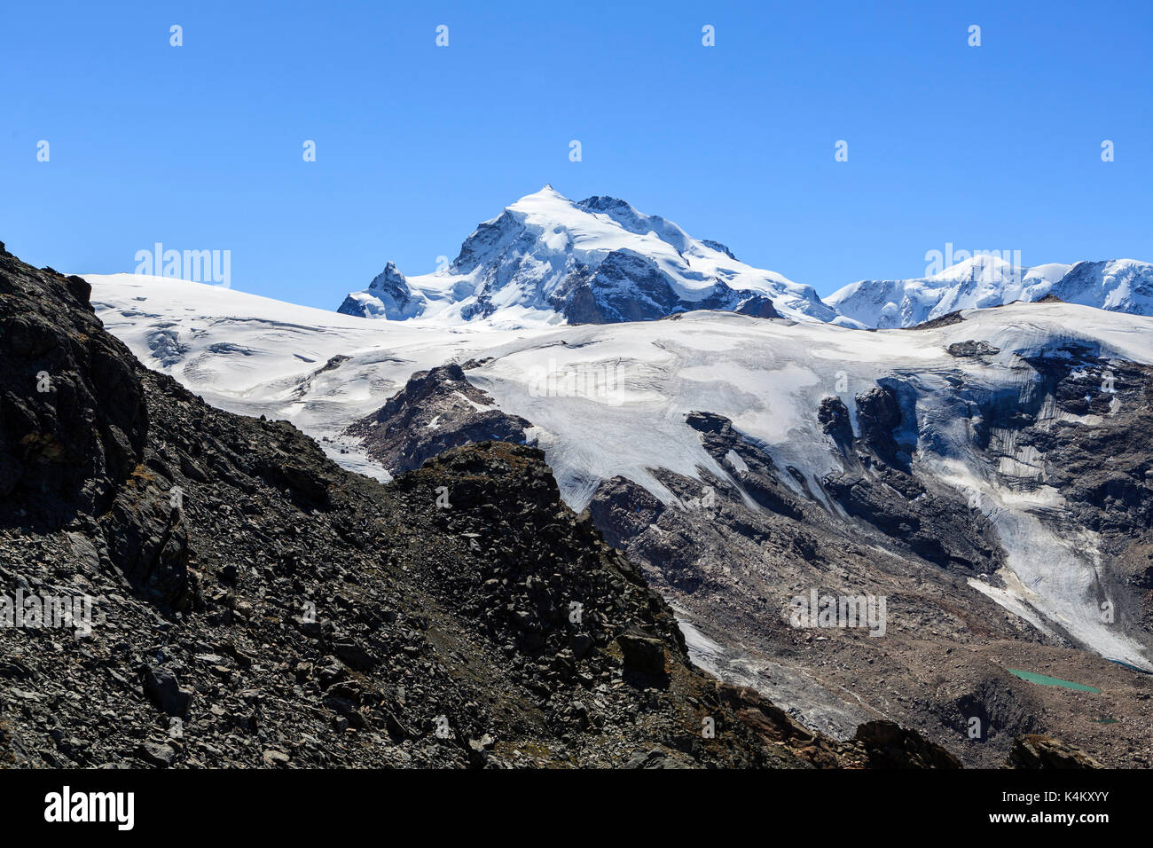 Das Monte Rosa Massiv. Zermatt im Kanton Wallis Walliser Alpen Schweiz ...