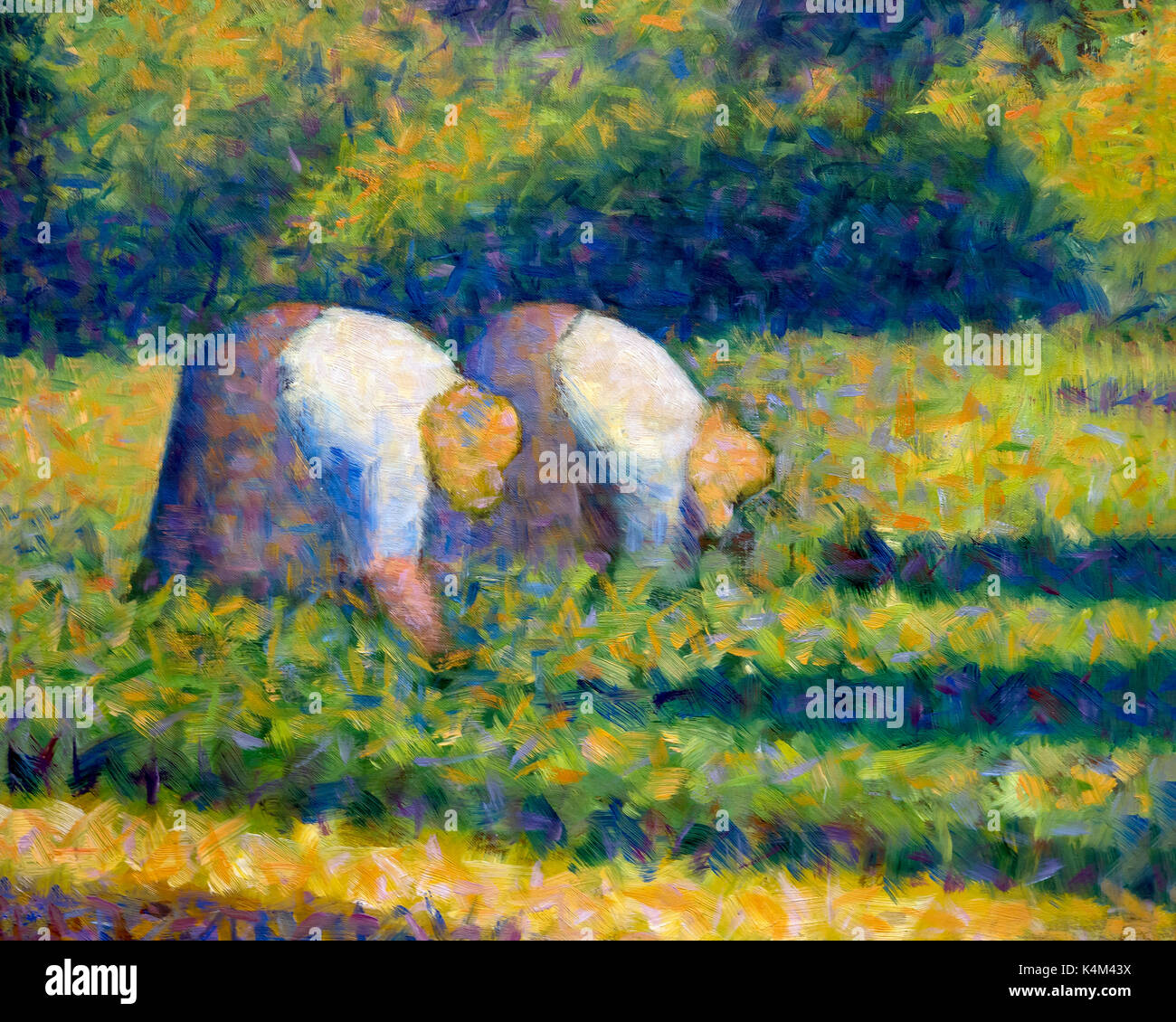 Farm Women at Work, von Georges Seurat, 1882-1883,Solomon R. Guggenheim Museum, Manhattan, New York City, USA, Nordamerika Stockfoto