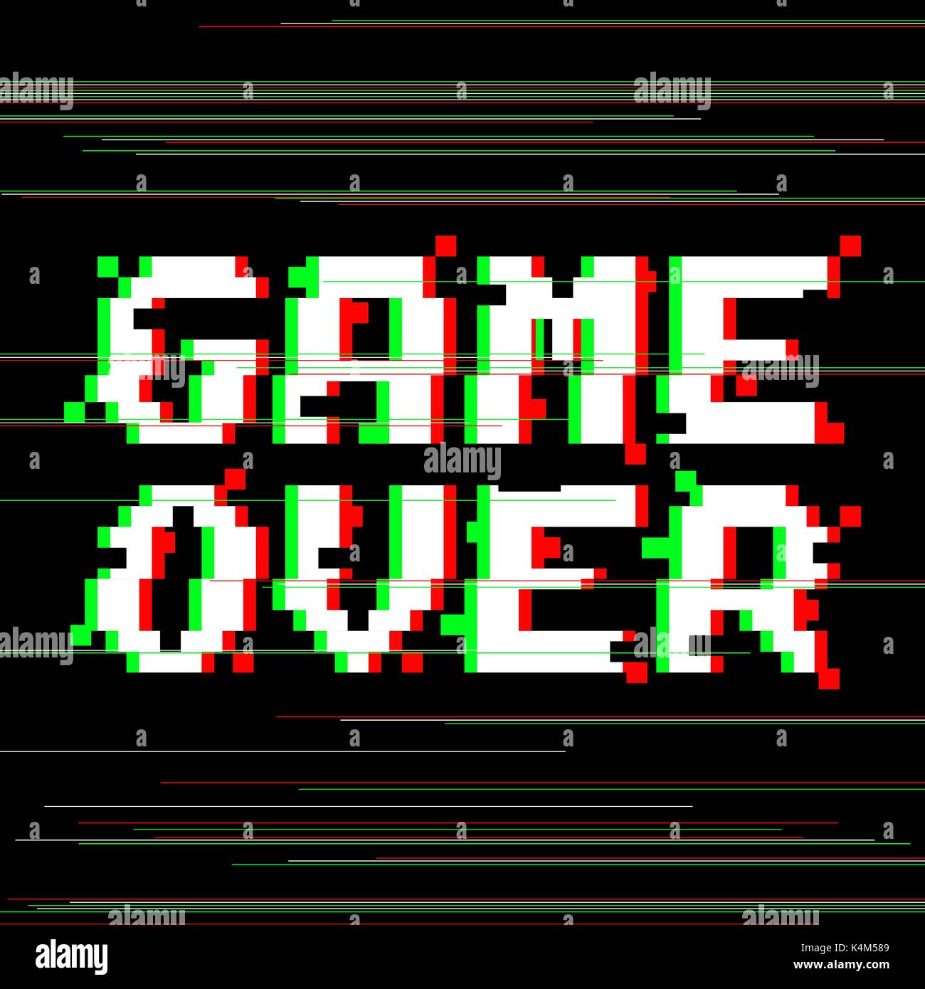 Vektor Spiel über Pixel glitch Stock Vektor
