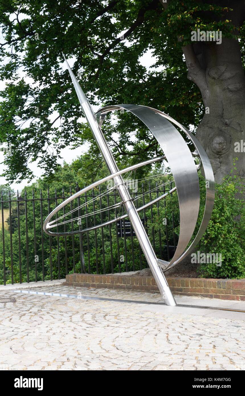 Stahl Objekt markieren Greenwich Meridian line Stockfoto