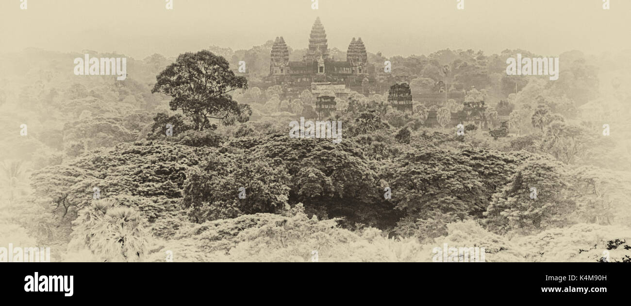 Angkor Wat Luftaufnahme im Vintage Style Stockfoto