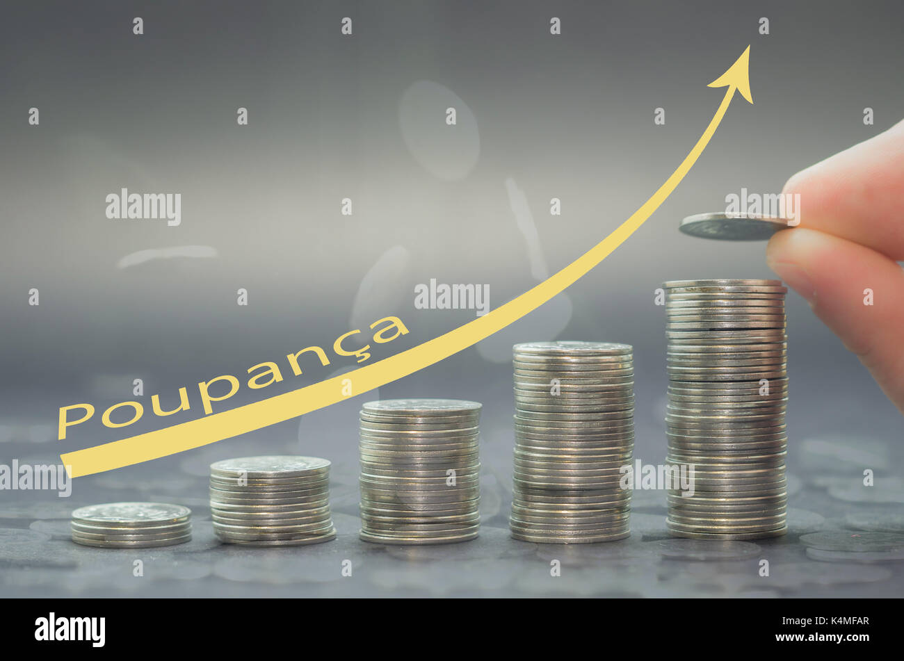 Tolles Konzept der Einsparungen, Wirtschaft, Haufen von Münzen. Stockfoto