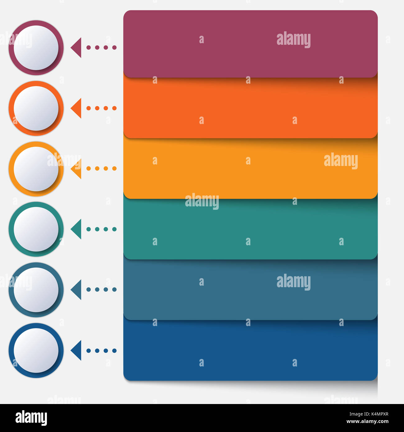 Vorlage Infografik Farbe Streifen für 6 Positionen Stockfoto