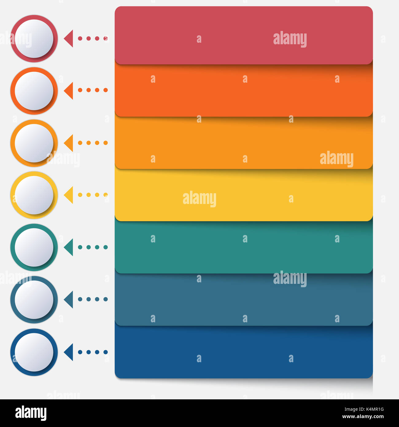 Vorlage Infografik Farbe Streifen für 7 Positionen Stockfoto