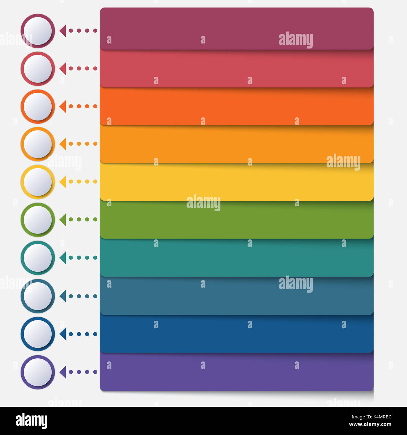 Vorlage Infografik Farbe Streifen für 10 Positionen Stockfoto