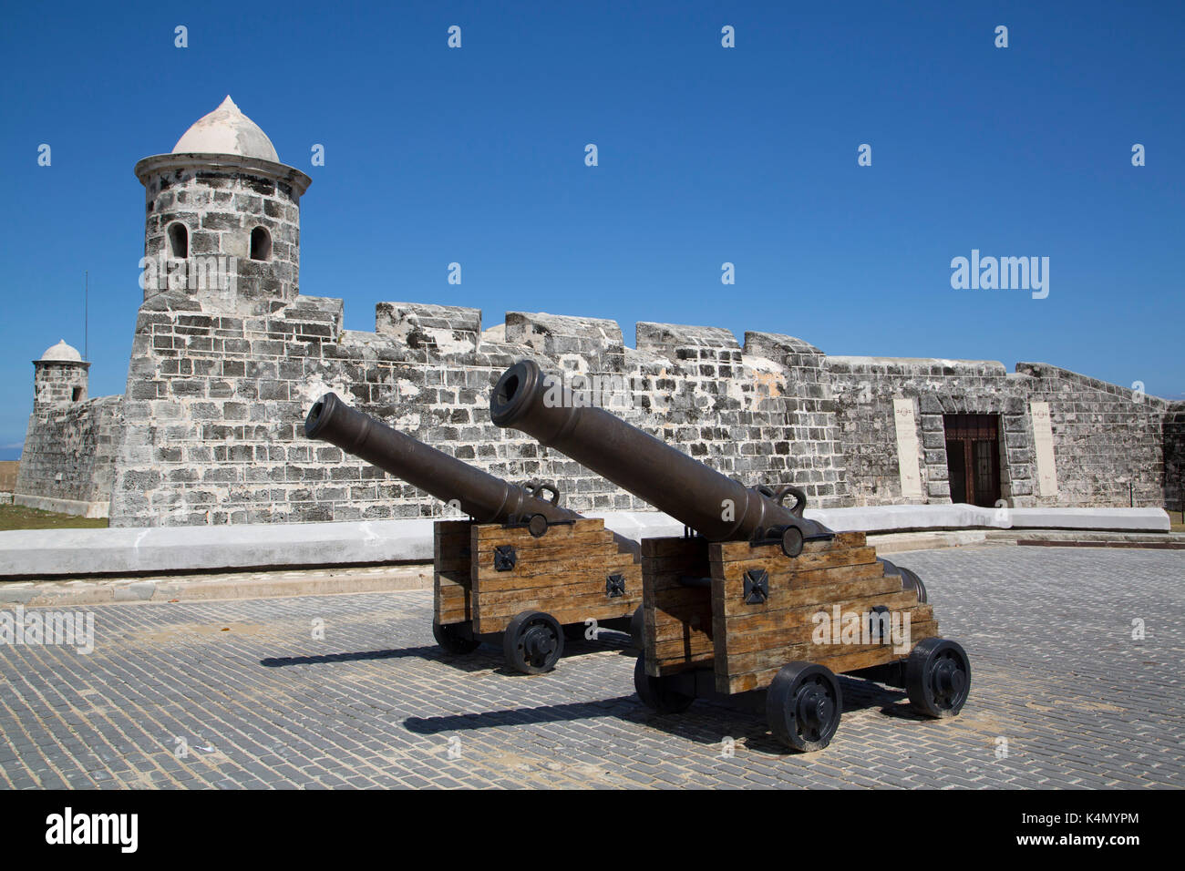 Alte Kanonen, Castillo de San Salvador de la Punta, zentrale Habana, Havanna, Kuba, Karibik, Mittelamerika Stockfoto