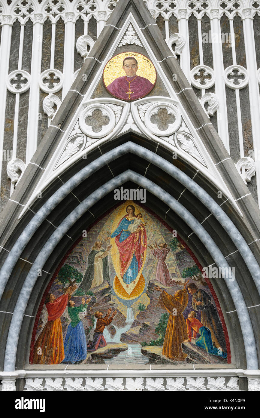 Kolumbien, Kirche von Las Lajas von 1916 bis 1948 erbaut ist ein beliebtes Ziel für Gläubige aus allen Teilen Lateinamerikas, topographi Stockfoto