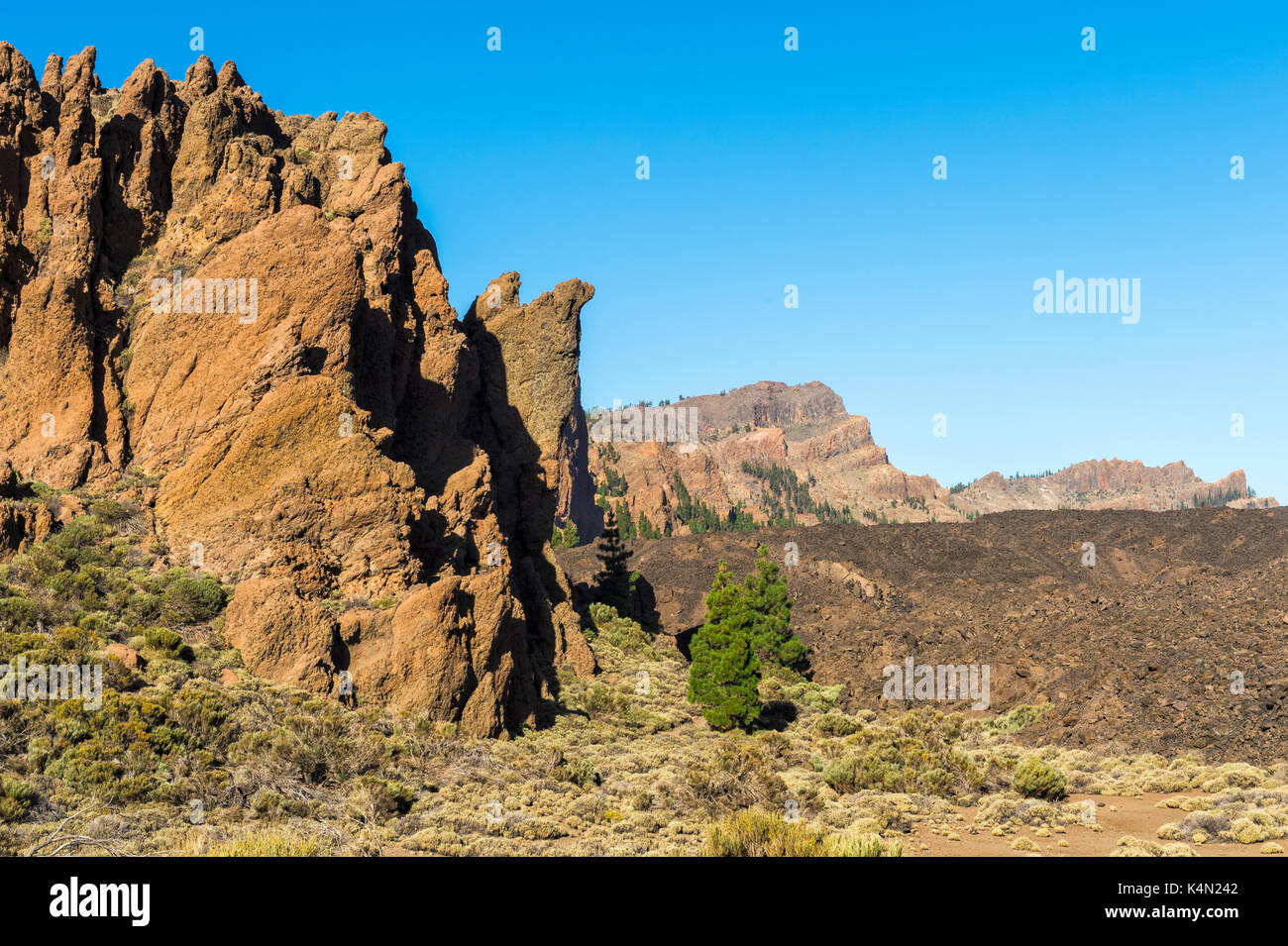 Roques de Garcia Bergwelt, Teide Nationalpark, UNESCO-Weltkulturerbe, Teneriffa, Kanarische Inseln, Spanien, Europa Stockfoto