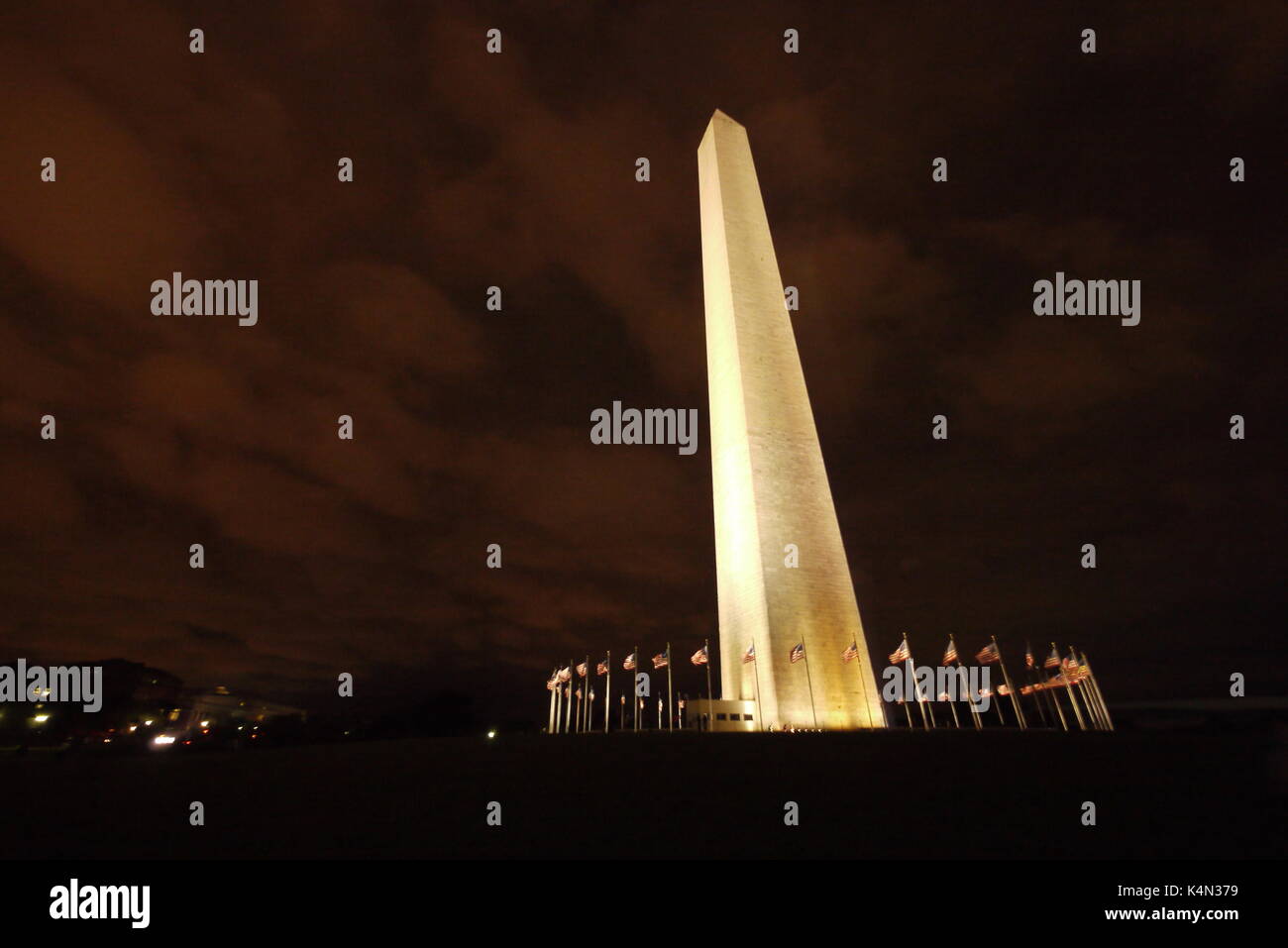 Washington Monument Outlook in der Nacht in Washington Stockfoto