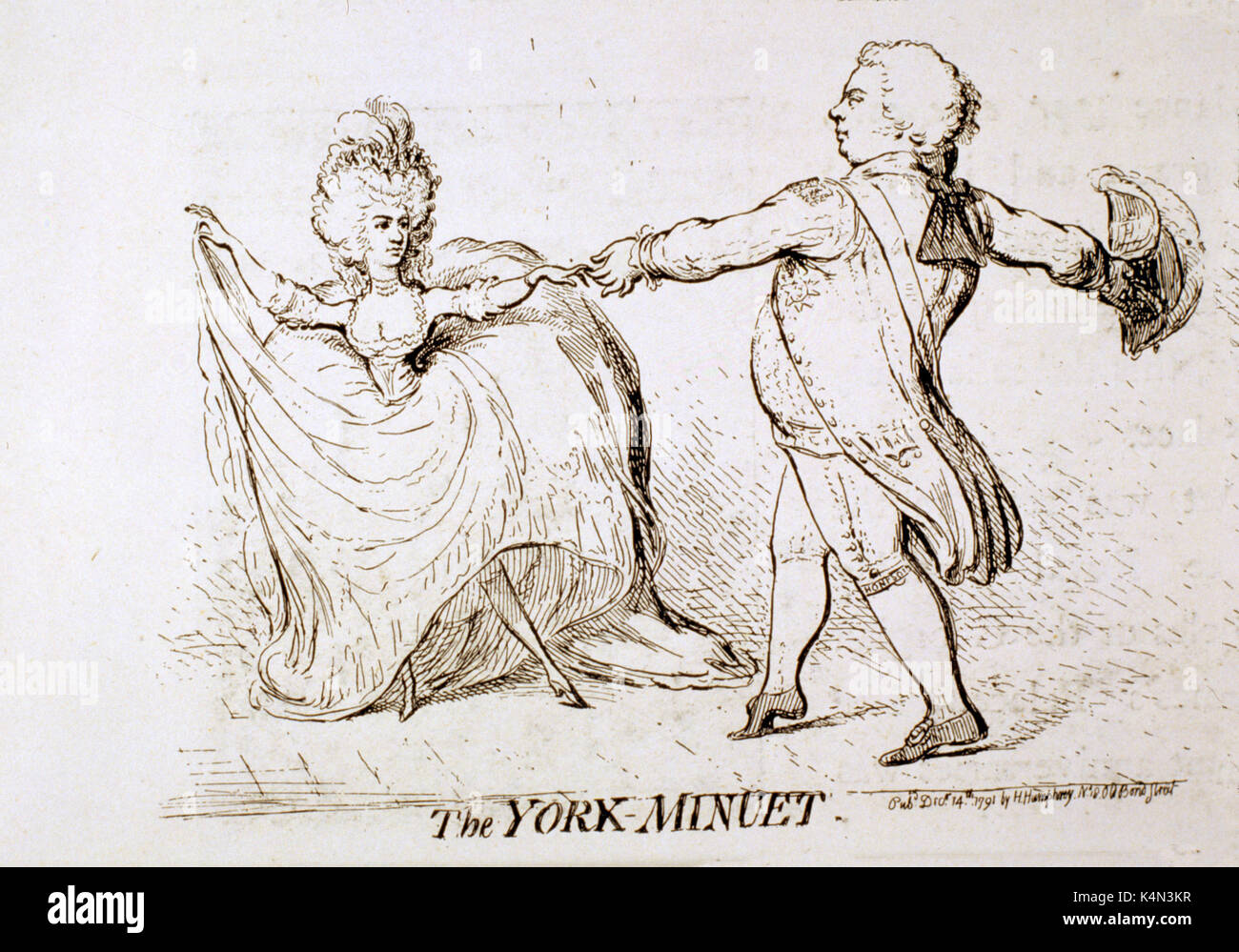 Tanz - barocke Menuett" Die York Menuett", 1791, die den Herzog und die Herzogin von York. Nach Gillray Stockfoto