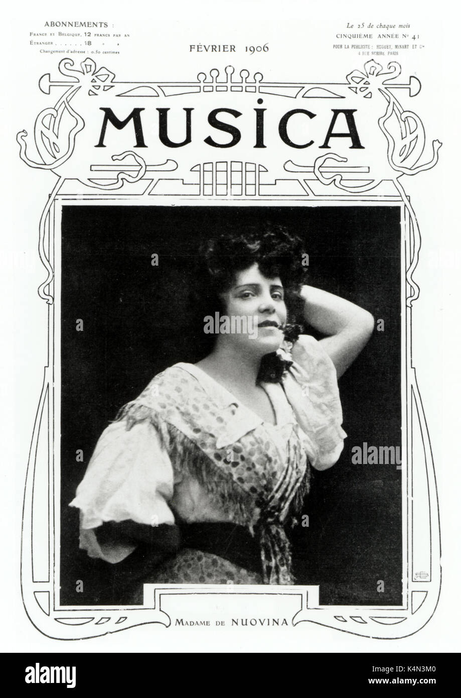 Madame de Nuovina wie Carmen aus Bizets Oper auf der Abdeckung der Musica, 1906 Stockfoto