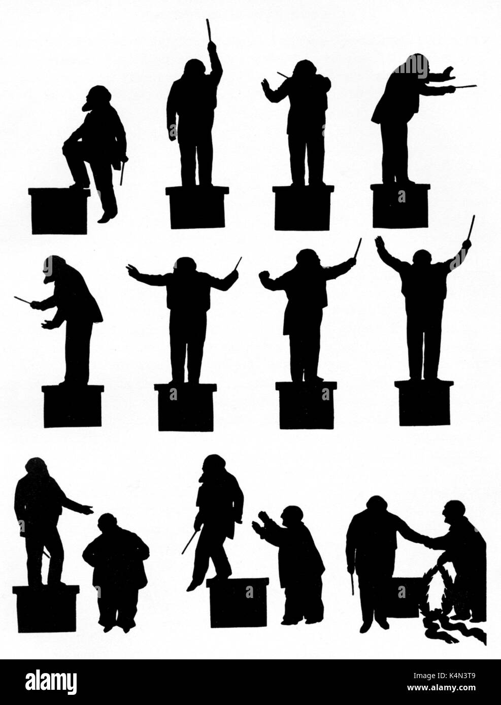 Richter, Hans - silhouette Durchführung einer Bruckner-symphonie. Von Otto Böhler. Deutscher Dirigent, 1843-1916. Stockfoto