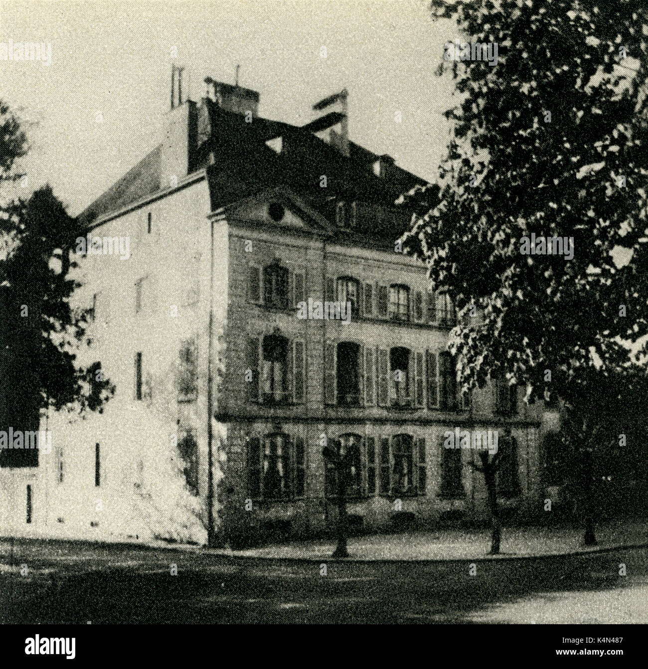 Igor Strawinsky - der russische Komponist Haus in Morges, Schweiz 'La maison Mornard'. Er zog es 1915. Er komponierte Les Noces und Loe Renard, während die dort leben. Russische Komponist: 17. Juni 1882 bis 6. April 1971. Stockfoto