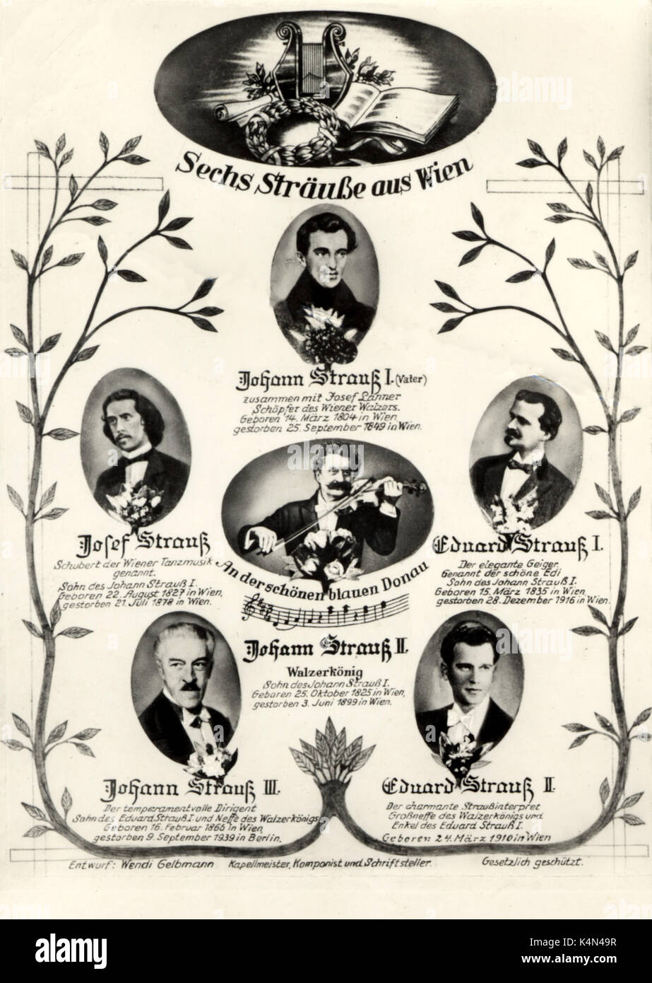 Strauss Family Tree. Walzer, Österreich. Stockfoto