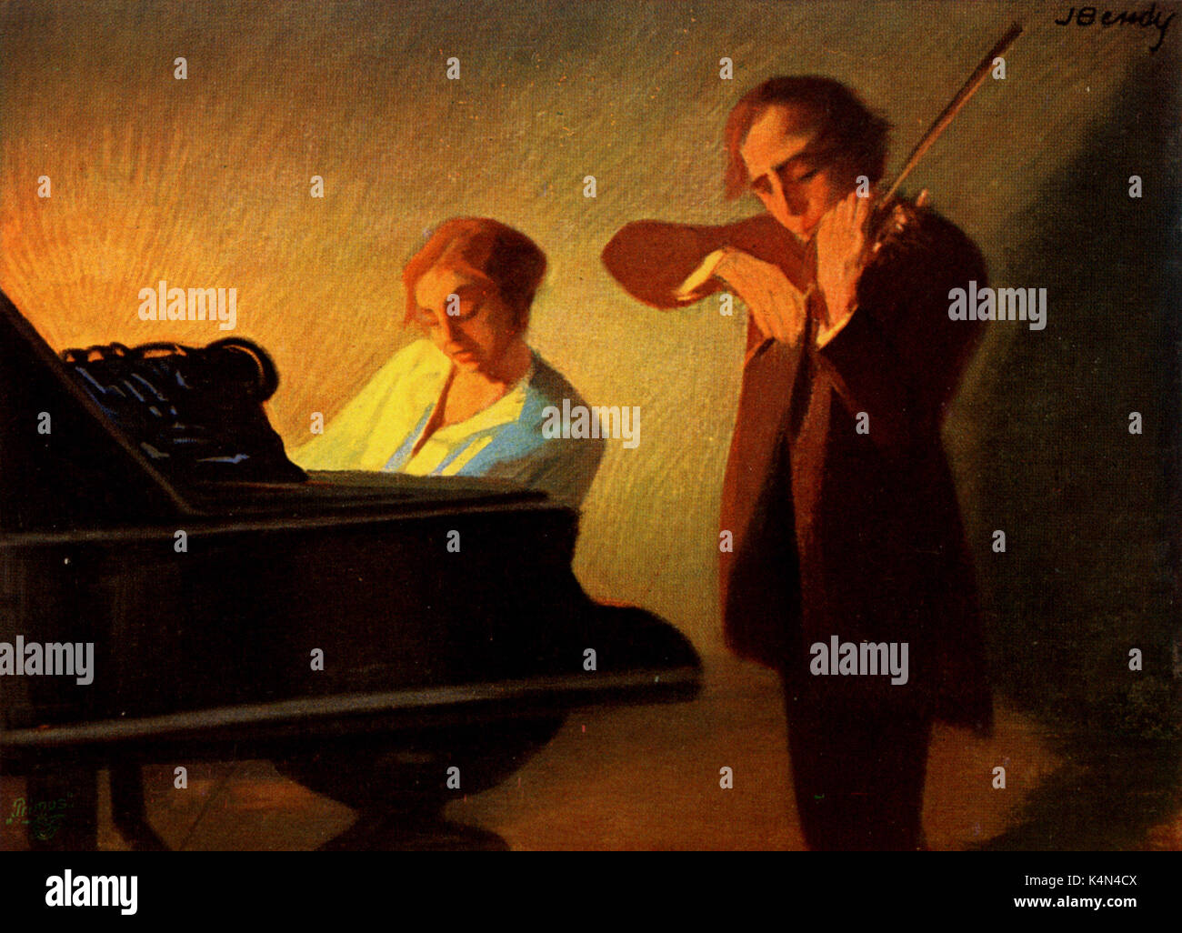 Das Duett von S. Bender. Pianist und Violinist Stockfoto