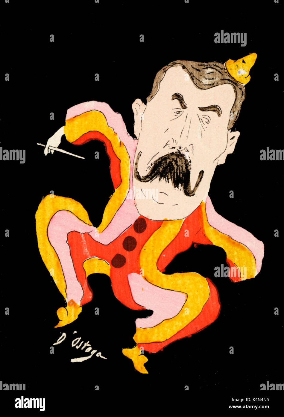 Ruggiero Leoncavallo, Karikatur von D'Ostoga der Jahrhundertwende. Italienischer Komponist (1857-1919). Stockfoto