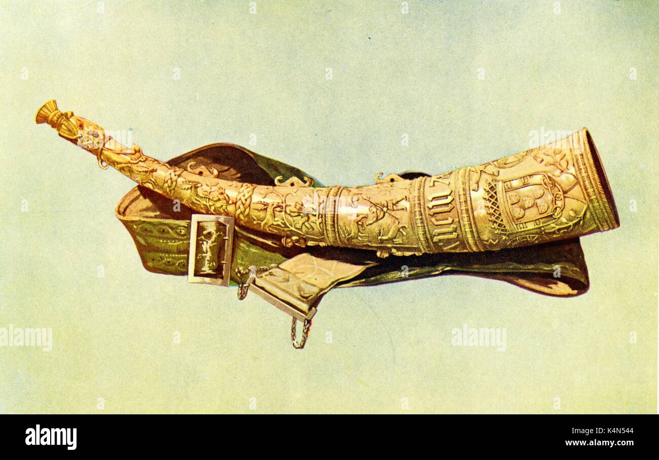 Die Jagd Horn Oliphant - Elfenbein Jagd Horn, Mitte 16 thC Erstellt 1921 durch Hipkins. (Alfred James Hipkins 1826-1903) Stockfoto