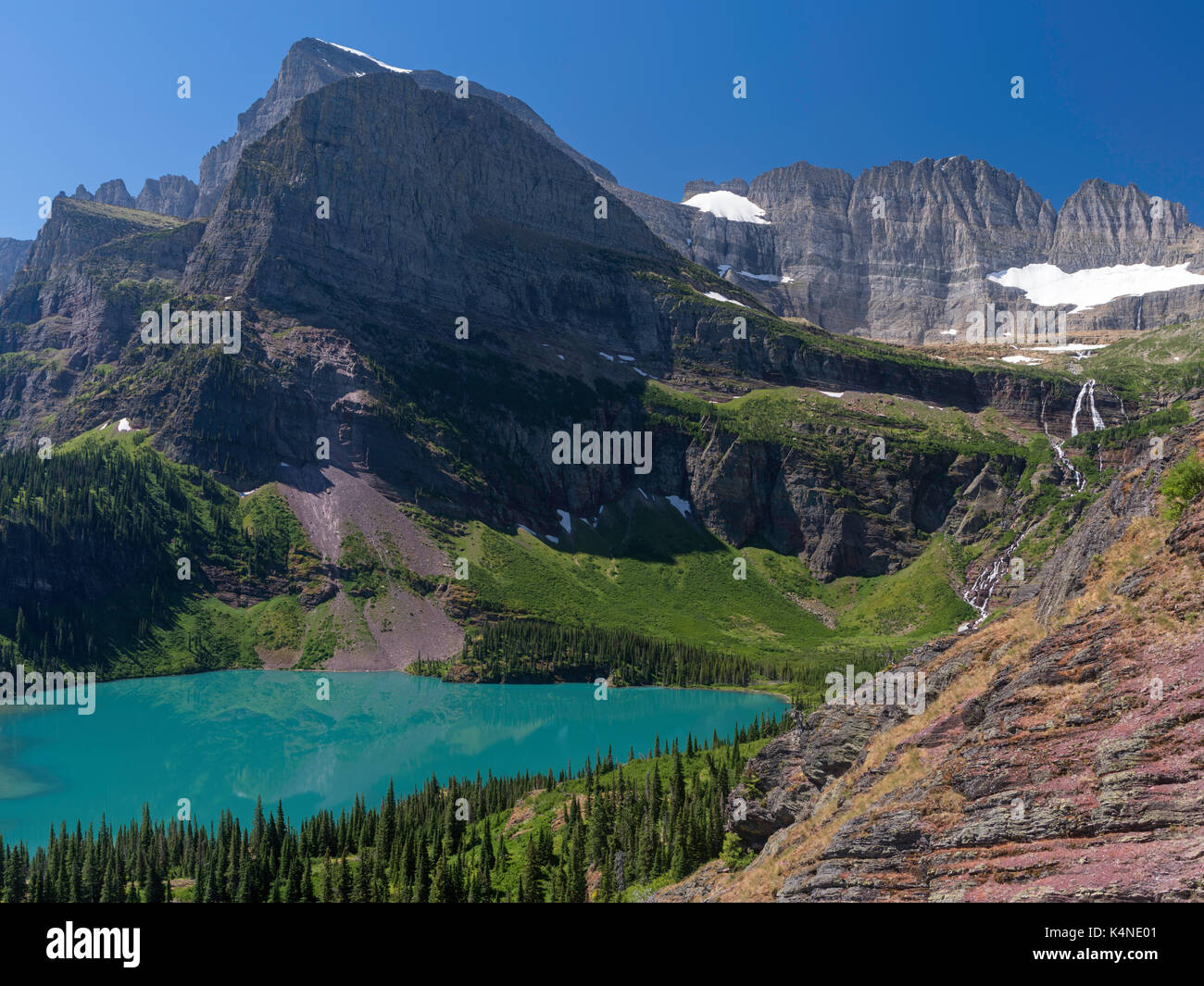 Untere Grinnell See im Sommer, Glacier National Park, Montana Stockfoto