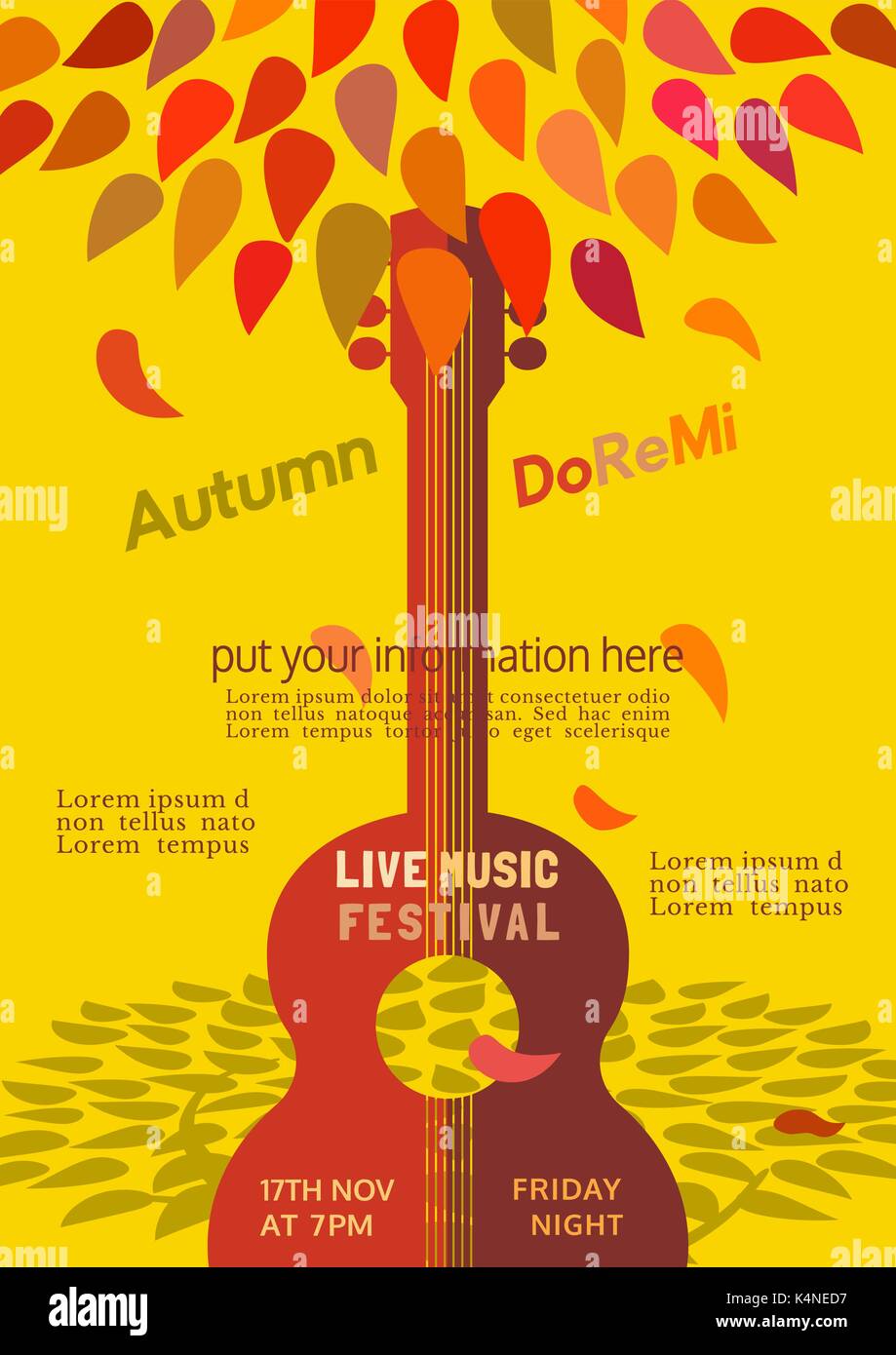 Herbst Music Fest Vorlage Design Poster Stock Vektor