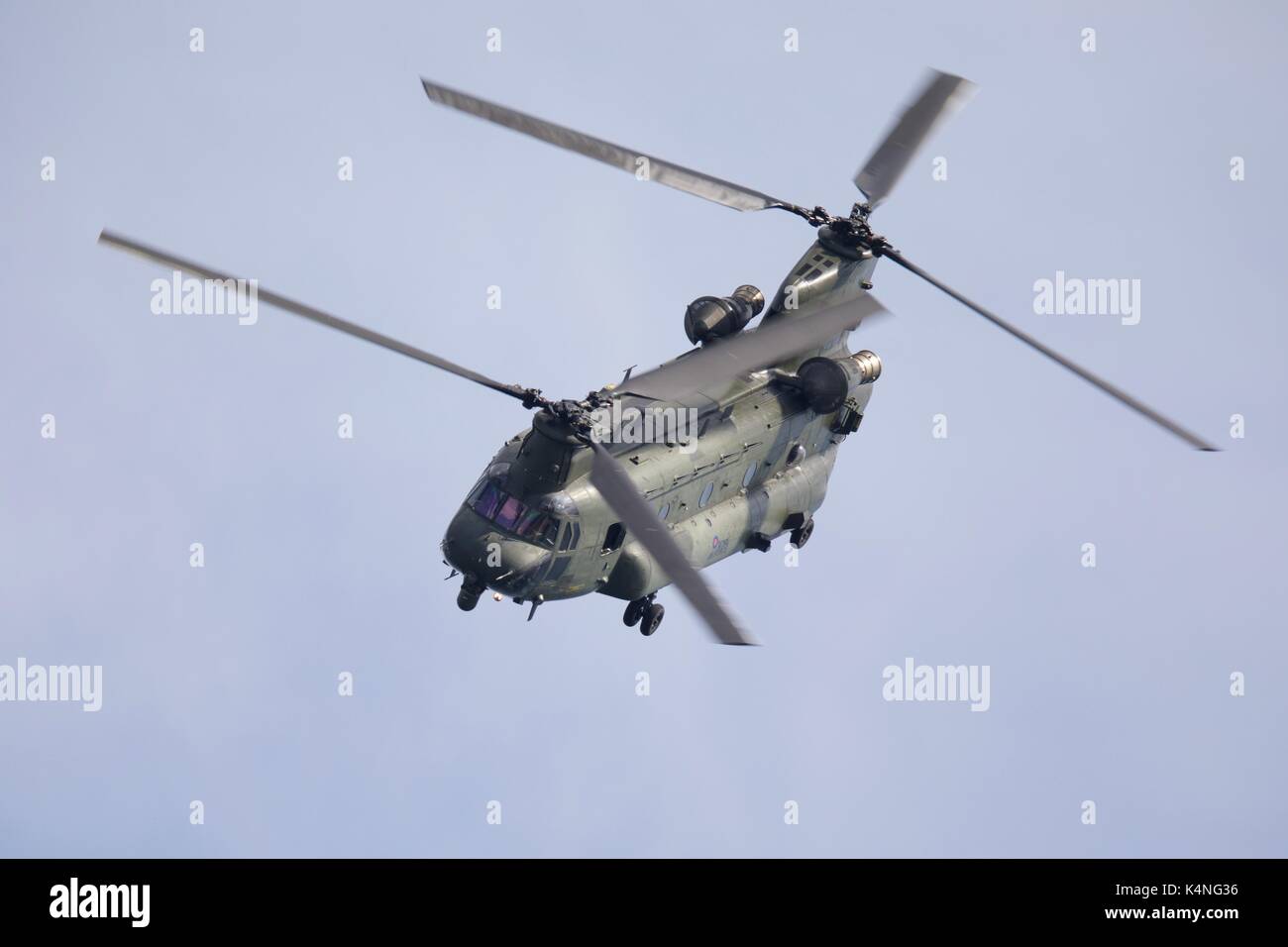 Boeing Chinook HC4 von 27 Squadron an RAF Odiham beweist seine beeindruckende Antenne Manöver Bournemouth Air Festival basiert Stockfoto