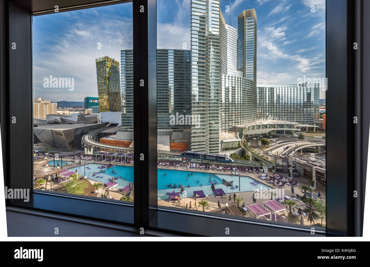 Aria Resort aus Fenster der Cosmopolitan Hotel, Las Vegas gesehen Stockfoto