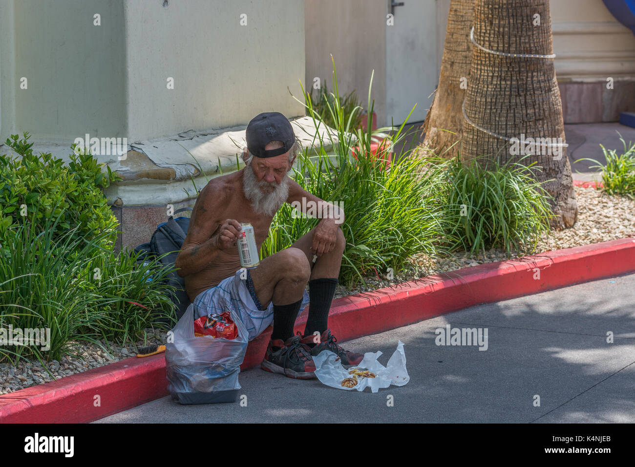 Die Armut in den Straßen von Las Vegas Stockfoto