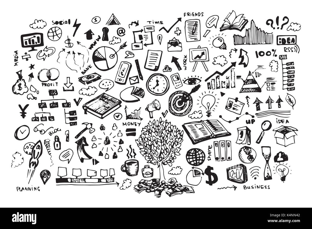Business doodle Vector Illustration. Symbol und Hand gezeichneten Elemente Stock Vektor