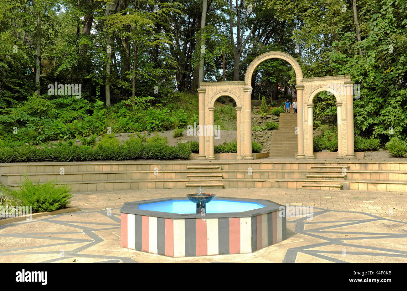 Die Cleveland kulturellen Gärten in Rockefeller Park spielt Wirt zu Bereichen, die Länder einschließlich dieser Vertretung in Syrien. Stockfoto