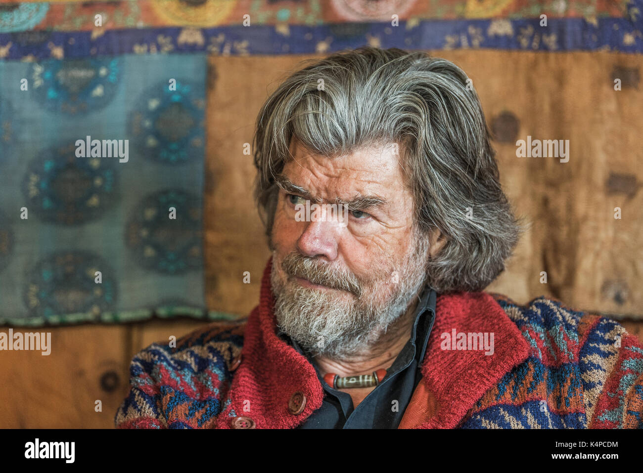 Alpinist Reinhold Messner in seinem Schloss Juval in Südtirol, Italien Stockfoto