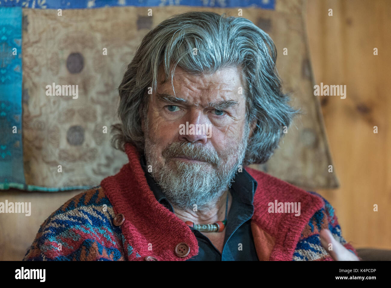 Alpinist Reinhold Messner in seinem Schloss Juval in Südtirol, Italien Stockfoto