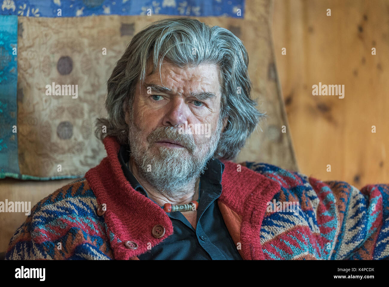 Alpinist Reinhold Messner in seinem Schloss Juval in Südtirol, Italien Stockfoto