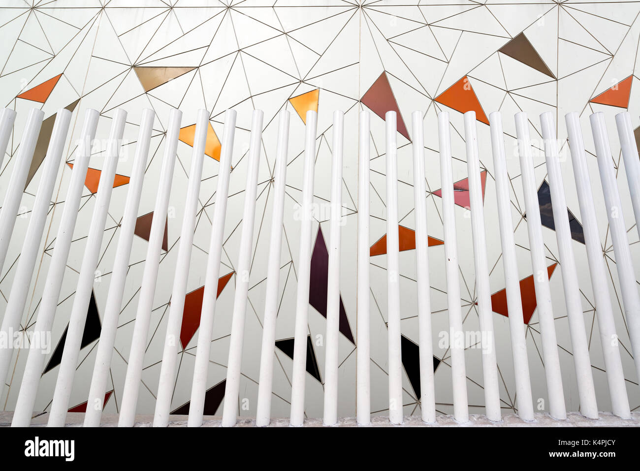 Blick auf interessante geometrische Kunst in Puebla, Mexiko Stockfoto