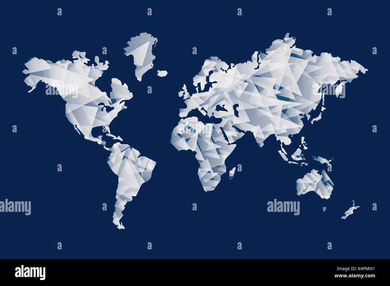 Abstrakte Welt Karte Abbildung Schablone aus Dreieck formen. Moderne geometrische planet Silhouette. EPS 10 Vektor. Stock Vektor