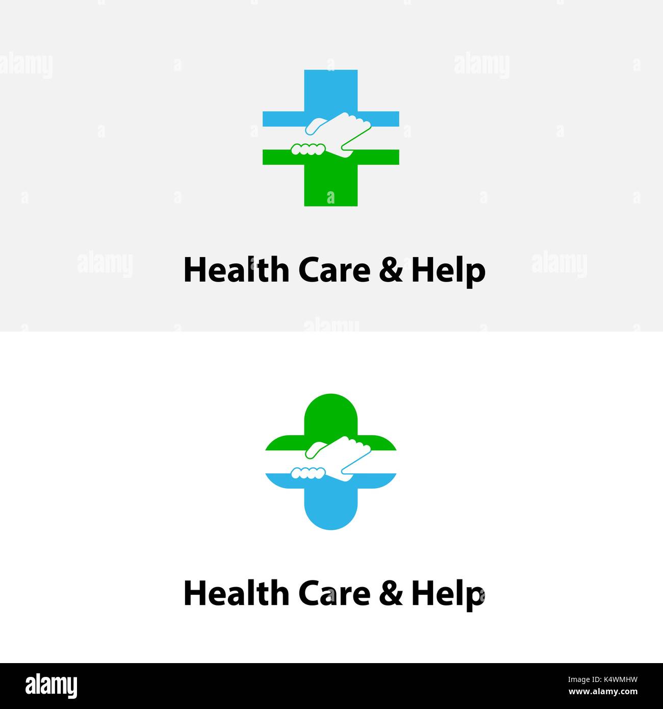 Medizinische Kreuz & Hand Symbol. Medical Center Vektor logo Vorlage. hop & Hilfe Symbol. Gesundheit und medizinische Symbol Konzept. Vector Illustration Stock Vektor