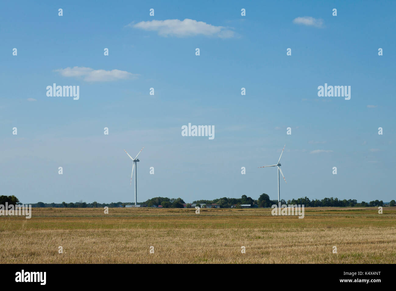 Windenergieanlagen Farm, erneuerbare Energie Stockfoto