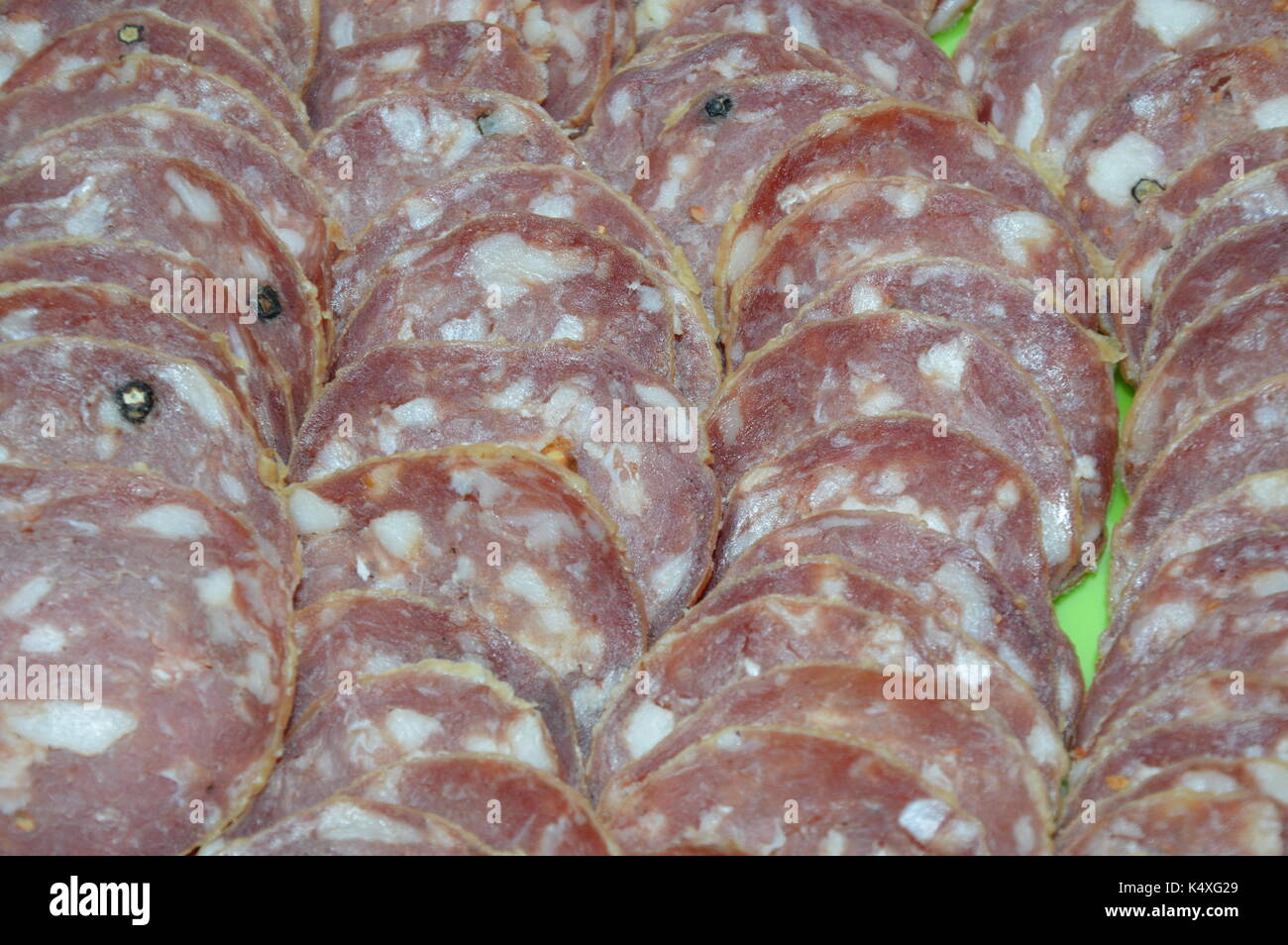 In Scheiben geschnittene Wurst Stockfoto