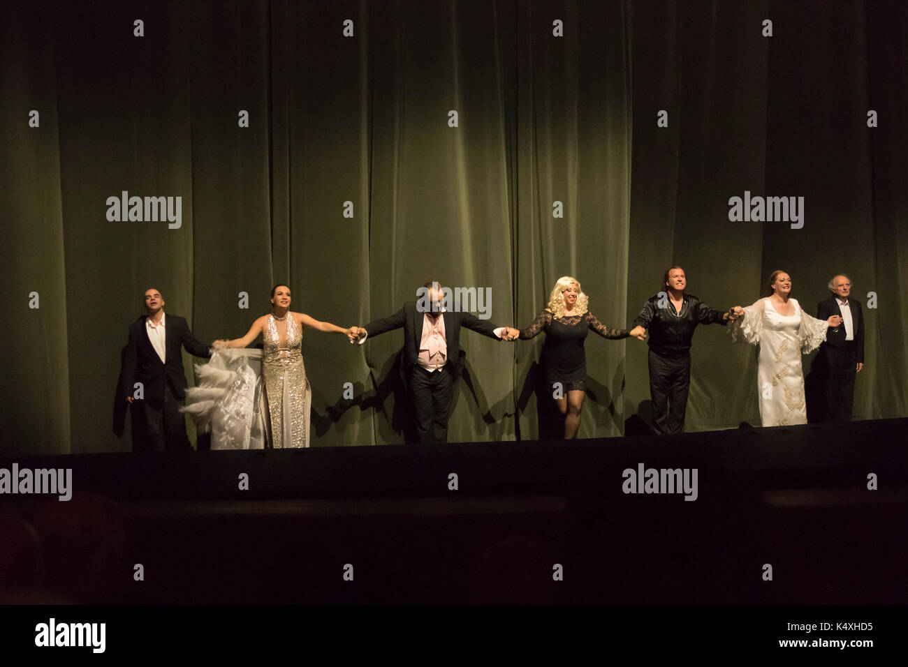 Die Besetzung der Curtain Call, Siegfried, Bayreuth Opera Festival 2017, Bayern, Deutschland Stockfoto