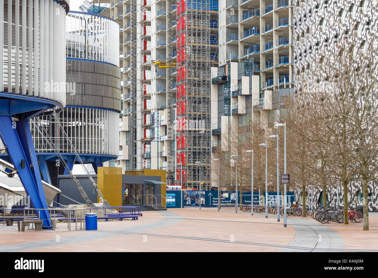 Baustellen der Greenwich Peninsula, eine neue Wohnanlage in North Greenwich Stockfoto