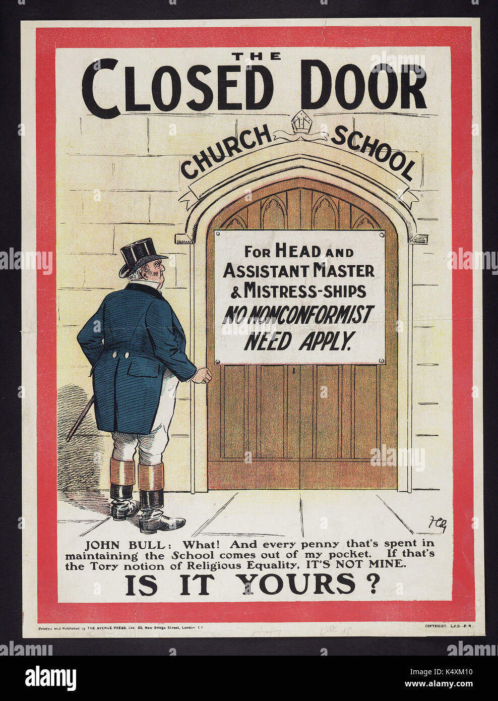 Die geschlossene Tür - Britische politische Plakate, c 1905 - c 1910 Stockfoto