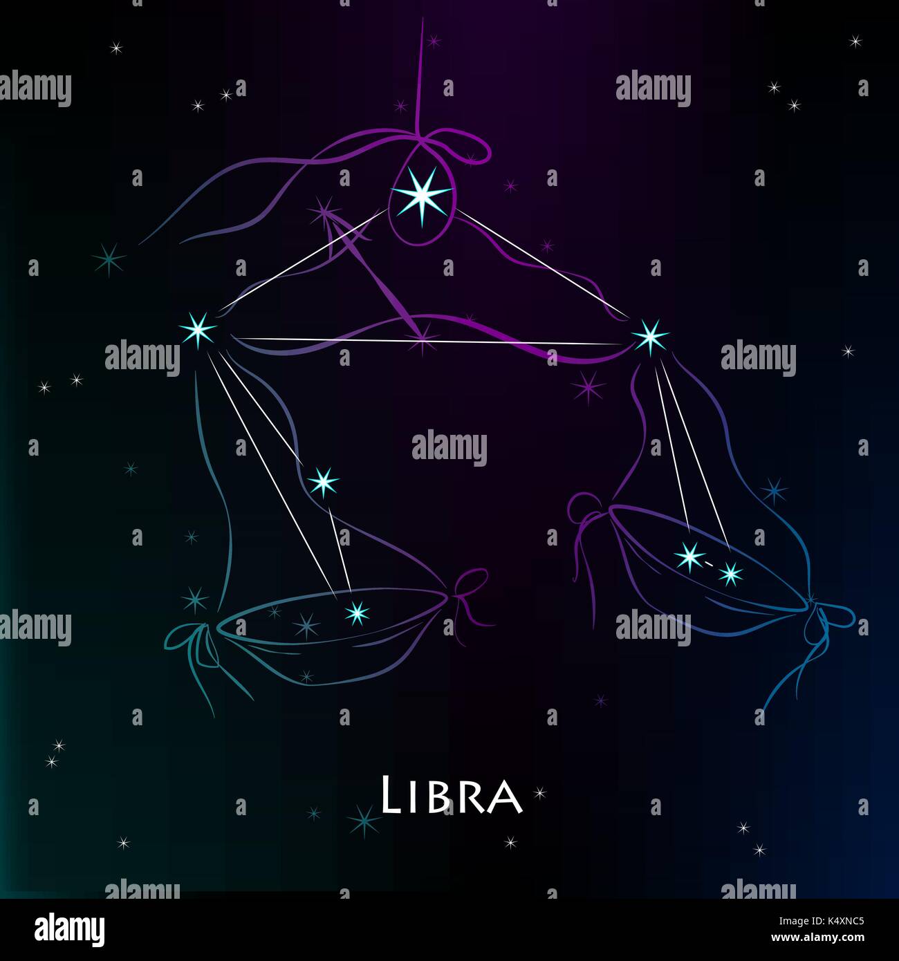 Waage, die Waage. Sternbild und Sternzeichen am Sternennachthimmel  Stock-Vektorgrafik - Alamy