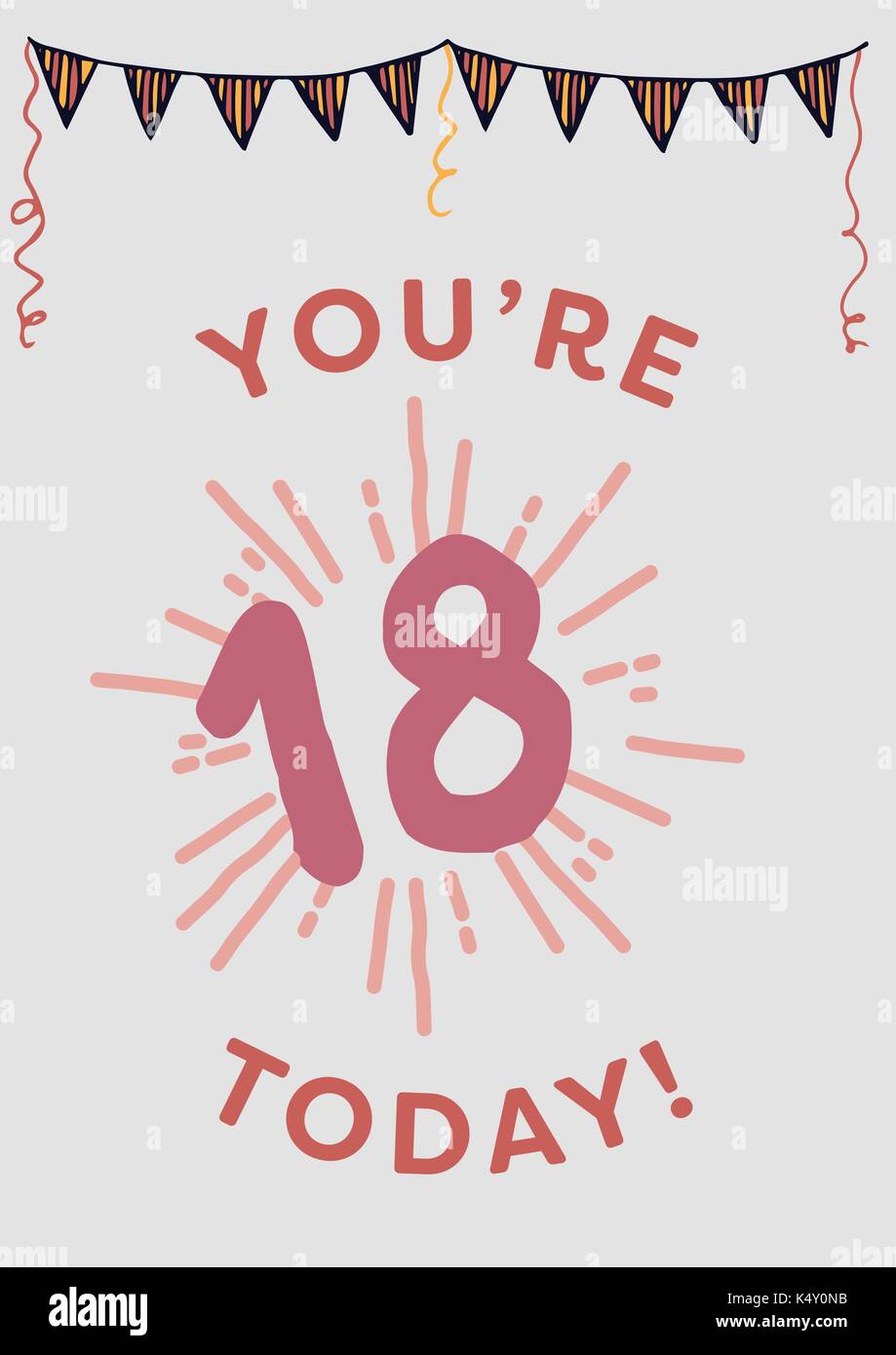 Alles gute zum Geburtstag 18 Jahre Grußkarte Stock-Vektorgrafik - Alamy