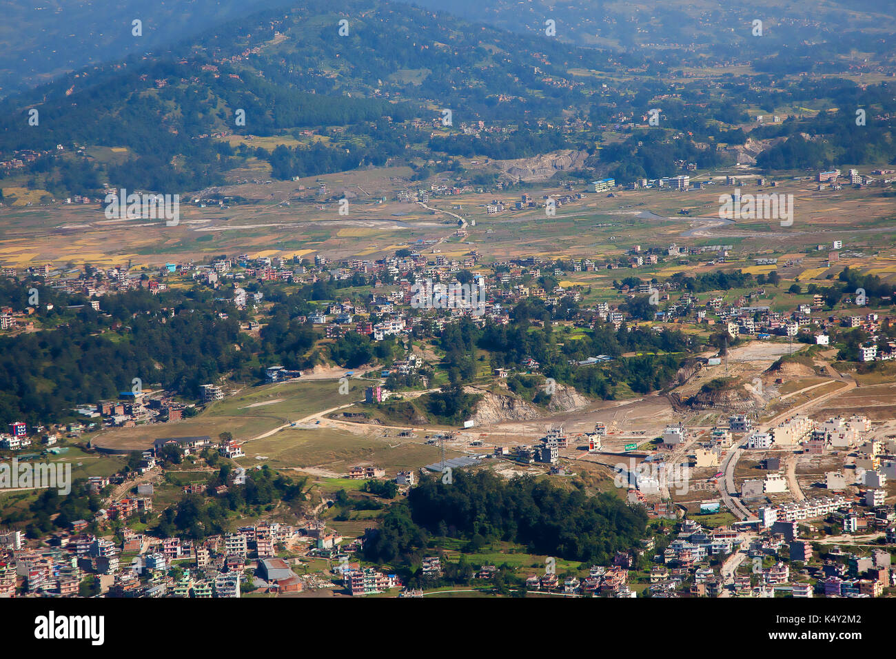 Luftaufnahme über Khatmandu Tal, Nepal. Stockfoto