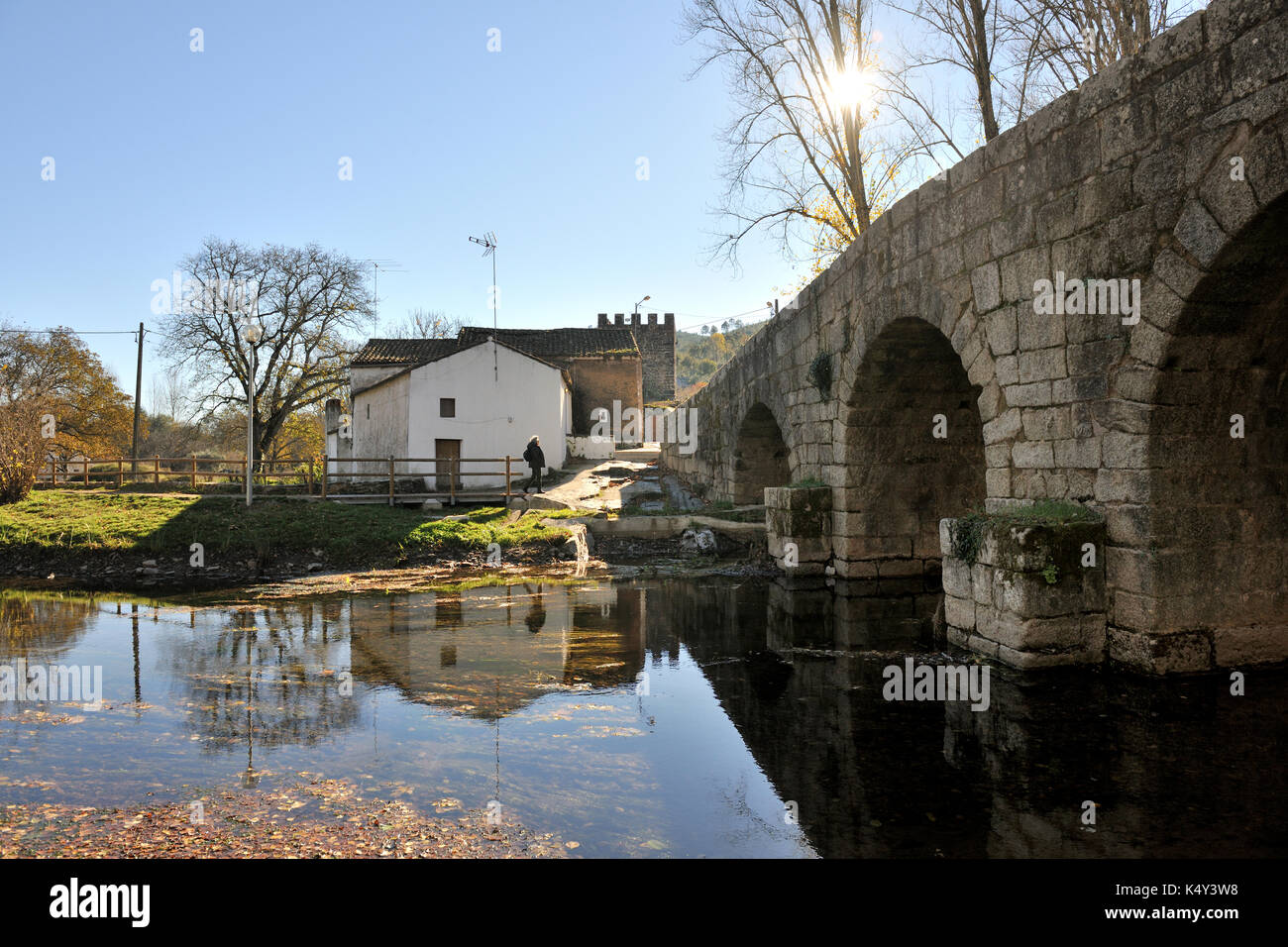Römische Brücke. Portagem, Marvão. Portugal Stockfoto