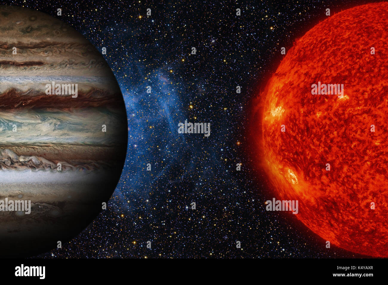 Sonnensystem - Jupiter. Es ist der größte Planet im Sonnensystem. Stockfoto