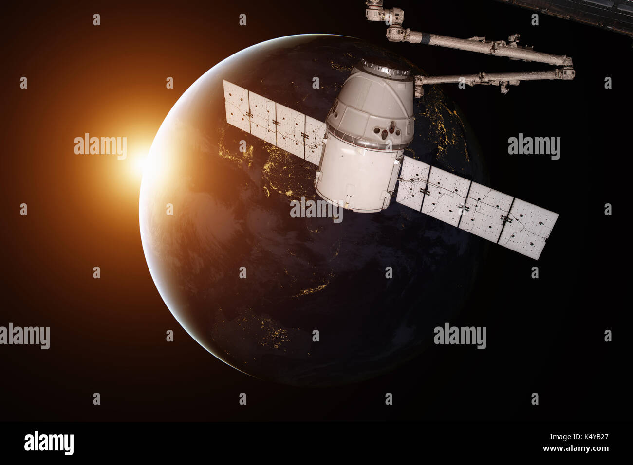 SpaceX Dragon Orbit des Planeten Erde. Stockfoto