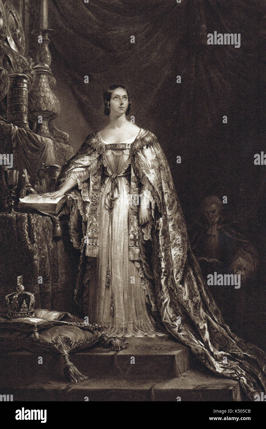 Queen Victoria unter Eid der Treue Stockfoto