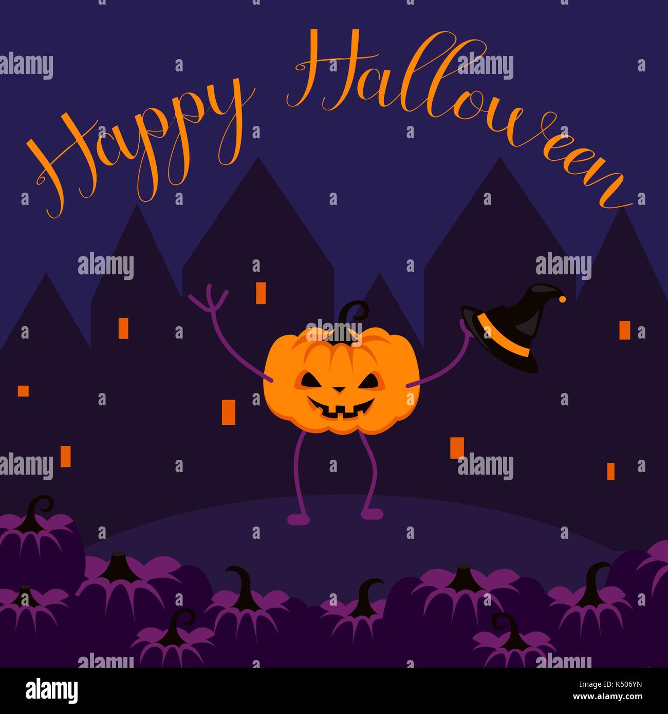 Happy Halloween Postkarte vektor Banner. Stock Vektor