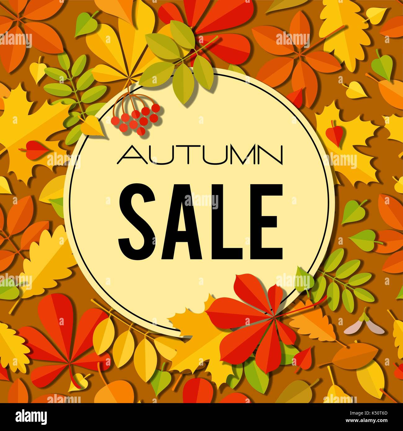 Verkauf Banner mit hellen Blätter im Herbst. Stock Vektor