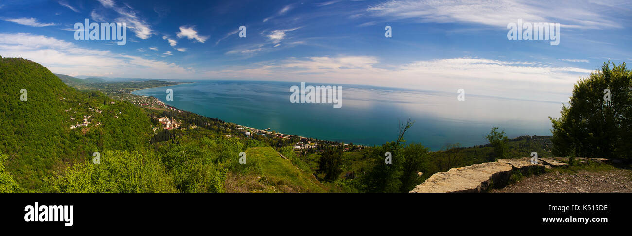 Panorama, Meerblick, im Neuen Athos Stockfoto